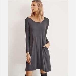 Garnet Hill Gray Long Sleeve Dress Sz L